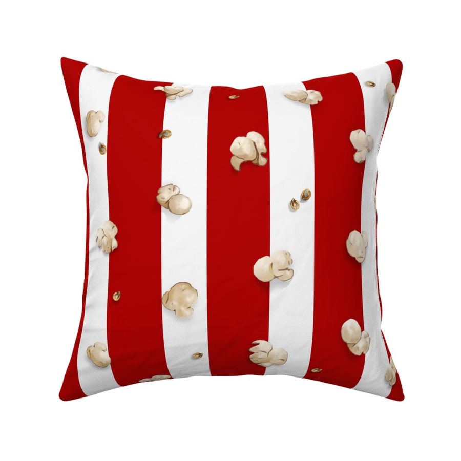 Popcorn on Movie Box Stripes Red #B10000