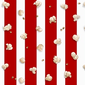 Popcorn on Movie Box Stripes Red #B10000