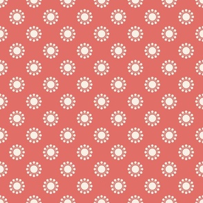 Beige suns on red  background-small