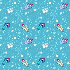 Ditsy space adventure blue