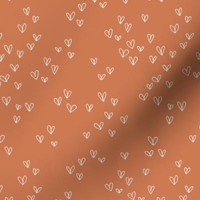 Freehand hearts sweet valentine outline heart shapes for minimalist lovers nursery textiles white on spice 