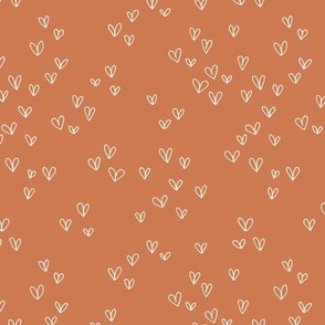 Freehand hearts sweet valentine outline heart shapes for minimalist lovers nursery textiles white on spice 