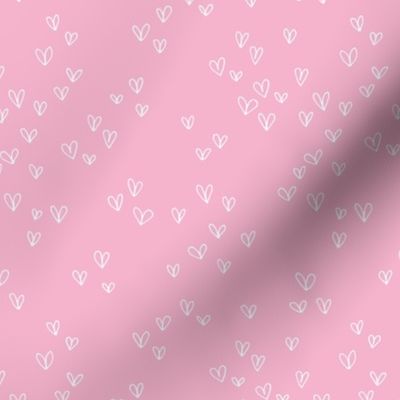 Freehand hearts sweet valentine outline heart shapes for minimalist lovers nursery textiles white on bubblegum pink