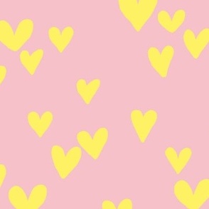 Solid hearts for valentine minimalist heart shapes pattern nursery texture yellow on pink blush
