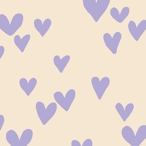Solid hearts for valentine minimalist heart shapes pattern nursery texture lilac purple on butter cream