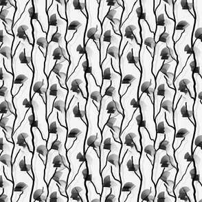 Modern Vine Simple Black White -- Black and White Minimalist Wallpaper -- 4.8in x 9.6inrepeat -- 1000dpi (15% of Full Scale)