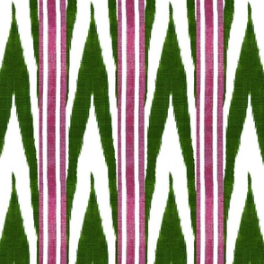 Ikat stripe pink green chevron