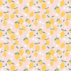 Citrus garden summer blossom lemons and oranges fruit design blush pink green yellow SMALL