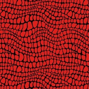 Alligator Pattern - Vivid Red and Black