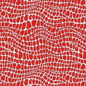 Alligator Pattern - Vivid Red and White