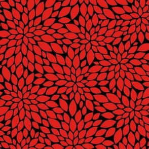 Dahlia Blossom Pattern - Vivid Red and Black