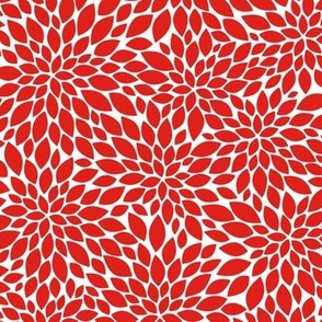 Dahlia Blossom Pattern - Vivid Red and White