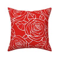 Large Rose Cutout Pattern - Vivid Red and White