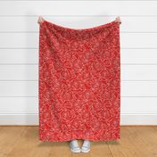 Large Rose Cutout Pattern - Vivid Red and White