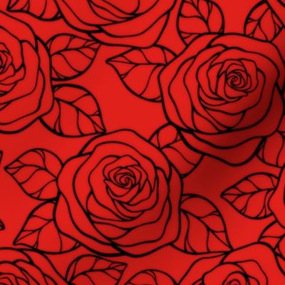 Rose Cutout Pattern - Vivid Red and Black