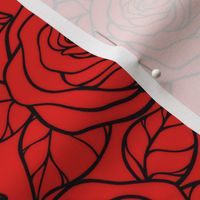 Rose Cutout Pattern - Vivid Red and Black