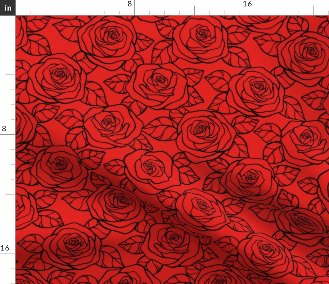 Rose Cutout Pattern - Vivid Red and Black