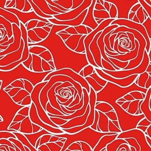 Rose Cutout Pattern - Vivid Red and White