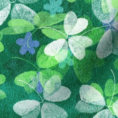 Tiny Irish Shamrock and Clover - vivid green 