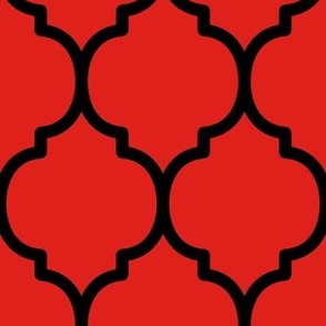 Extra Large Moroccan Tile Pattern - Vivid Red and Black
