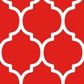 Extra Large Moroccan Tile Pattern - Vivid Red and White