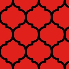 Large Moroccan Tile Pattern - Vivid Red and Black