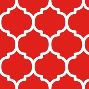 Large Moroccan Tile Pattern - Vivid Red and White