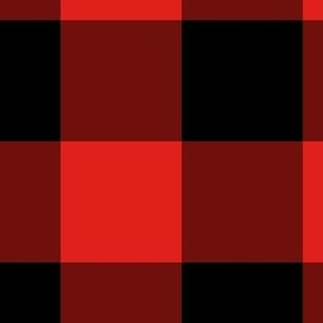 Extra Jumbo Gingham Pattern - Vivid Red and Black