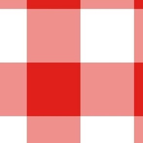 Extra Jumbo Gingham Pattern - Vivid Red and White