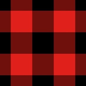 Jumbo Gingham Pattern - Vivid Red and Black