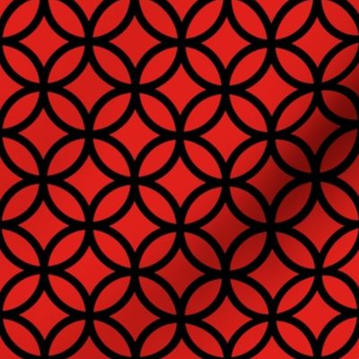Interlocked Circle Pattern - Vivid Red and Black