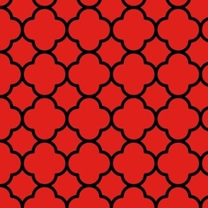 Quatrefoil Pattern - Vivid Red and Black