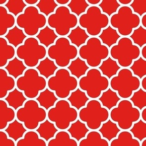 Quatrefoil Pattern - Vivid Red and White