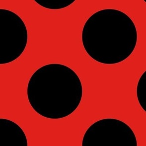 Large Polka Dot Pattern - Vivid Red and Black