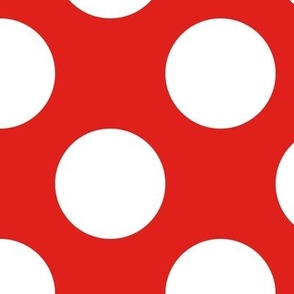 Large Polka Dot Pattern - Vivid Red and White