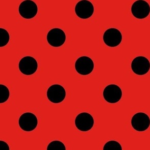 Big Polka Dot Pattern - Vivid Red and Black