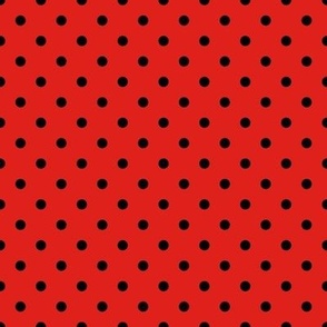 Small Polka Dot Pattern - Vivid Red and Black