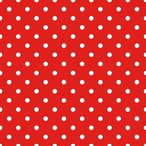 Small Polka Dot Pattern - Vivid Red and White