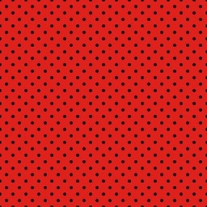 Tiny Polka Dot Pattern - Vivid Red and Black