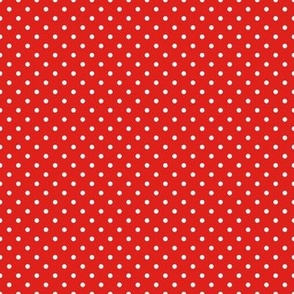Tiny Polka Dot Pattern - Vivid Red and White
