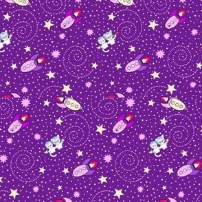 Ditsy space adventure aubergine  