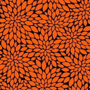 Dahlia Blossom Pattern - Vivid Orange and Black