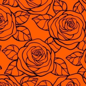 Rose Cutout Pattern - Vivid Orange and Black