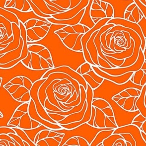 Rose Cutout Pattern - Vivid Orange and White
