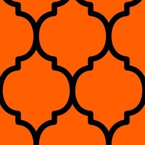Extra Large Moroccan Tile Pattern - Vivid Orange and Black