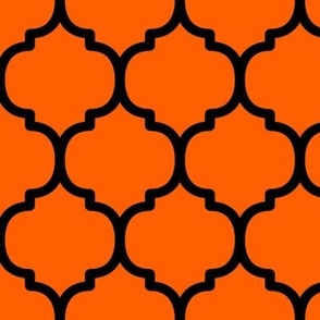 Large Moroccan Tile Pattern - Vivid Orange and Black