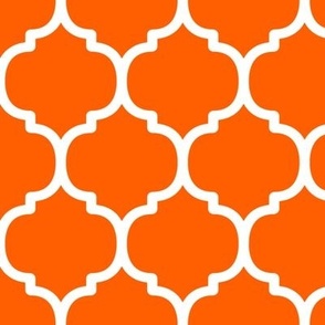 Large Moroccan Tile Pattern - Vivid Orange and White