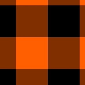 Extra Jumbo Gingham Pattern - Vivid Orange and Black