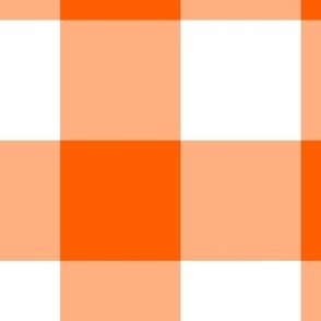Extra Jumbo Gingham Pattern - Vivid Orange and White