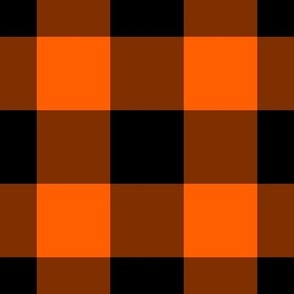 Jumbo Gingham Pattern - Vivid Orange and Black